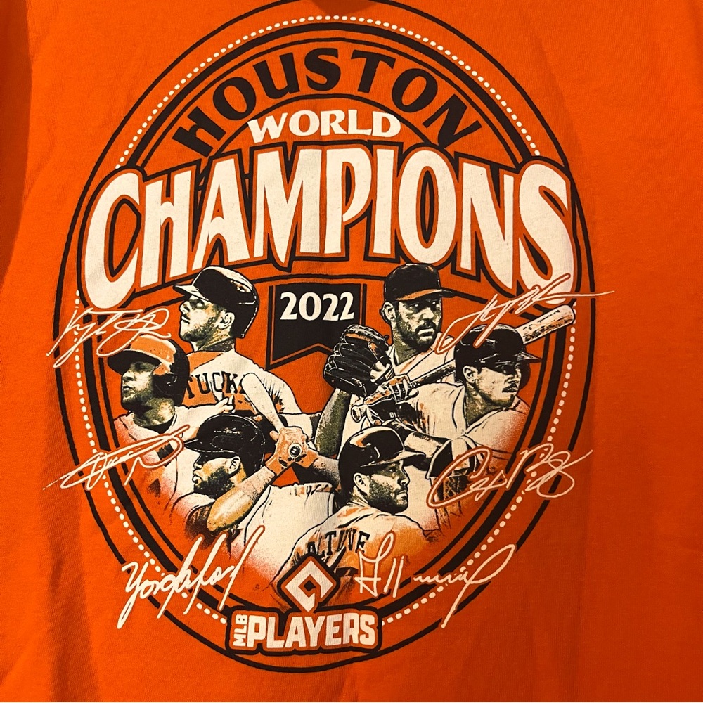 Houston World Champions Orange Tee with player’s signatures
